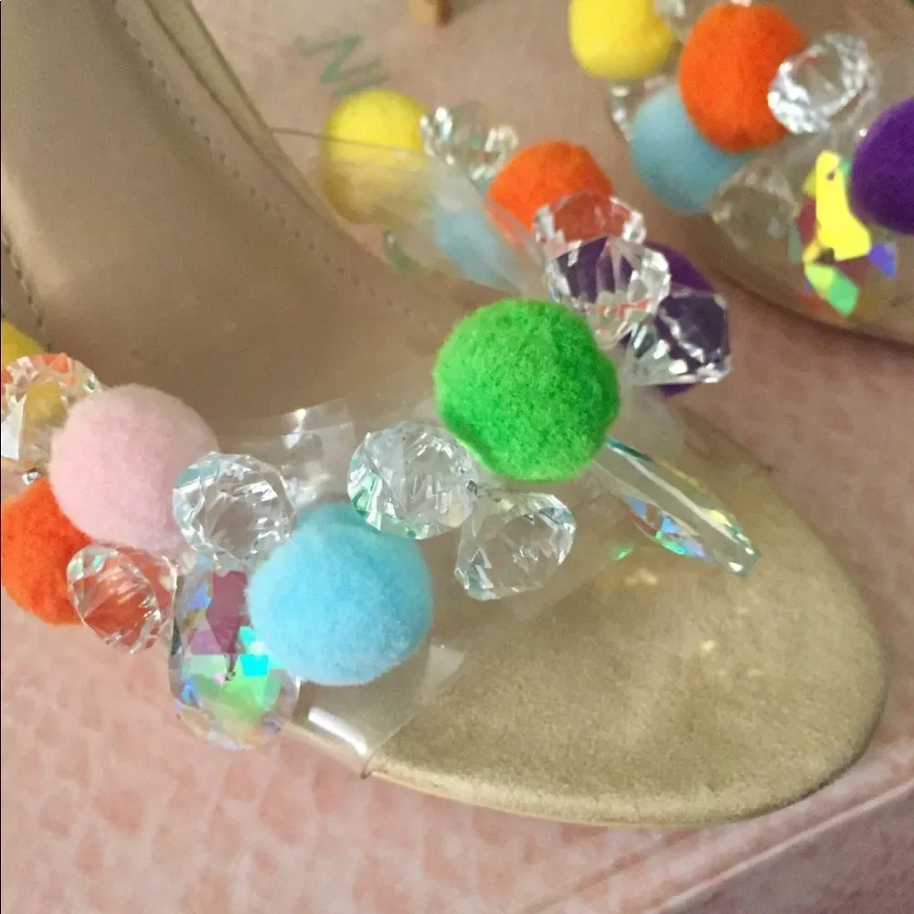 ❌ SOLD OUT❌ Cape Robbin Pom Pom Nude Strap Heels Size 8,5 & 10 New In Box - Picture 6 of 9